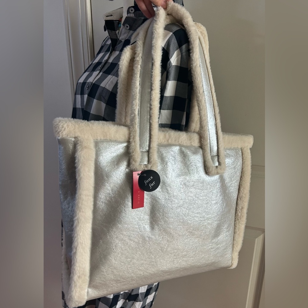 KELLY & Katie Metallic Faux Fur Tote NWT